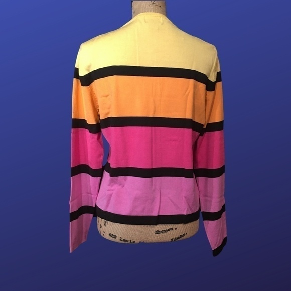 STUDIO G Spring Summer COLORBLOCK Cardigan, Pre-owned, Size L - Picture 2 of 8